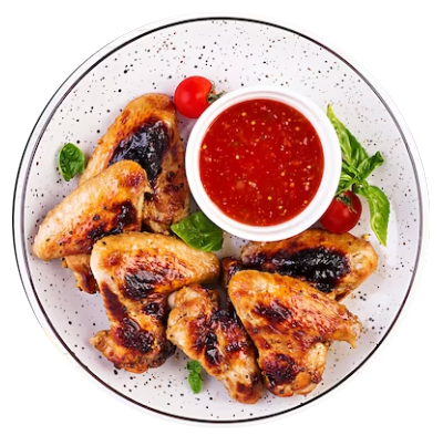 Roast chicken wings and sauce 